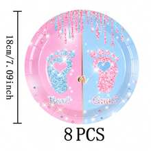 Gender Feet Disposable Set, 7/9 Inch Party Plates, Disposable Paper Plates Paper Cups Paper Napkins Set, Suitable For Wedding, Engagement, Birthday Party, Wedding Party Tableware - Multicolor - View 12