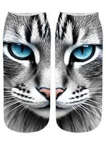 1双3D数码印花趣味动物卡通袜子 - 彩色 - 查看 7