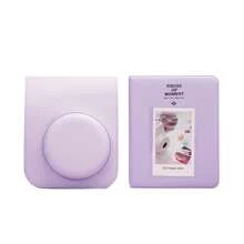 1pc Instant Mini 12 Camera Case For Mini 12/Mini 12 Camera - PU Leather Protective Cover With Adjustable Shoulder Strap - Light Purple - Purple - View 12