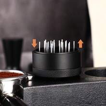 Dụng cụ phân phối bột cà phê 58mm, dụng cụ phân phối bột cà phê espresso 54mm (dành cho Barista), que khuấy cà phê espresso kiểu kim 53mm, chiều cao kim điều chỉnh được, thích hợp cho gia đình và quán cà phê, mùa tựu trường. - màu đen - Xem 2
