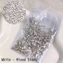 Flat Crystal Rhinestone Round Gems, Suitable For Nail Art And Crafts, Can Be Glued And Fixed. Transparent Flat Round Jelly Rhinestones, Dazzling And Shiny, Non-Hot-Fix, Wholesale In Bulk, Applicable For DIY Crafts, Clothing, Cups, Facial Makeup, Nail Art, Etc. - Silver - View 8