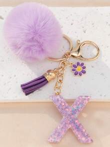 Móc khóa nhựa hình ngôi sao, trang trí bằng bông tím và tua rua hoa cúc, thích hợp làm dây đeo túi xách, dây đeo điện thoại, móc chìa khóa. Cũng là món quà tuyệt vời dành cho bạn bè và mẹ. - Màu Lilac Tím - Xem 25