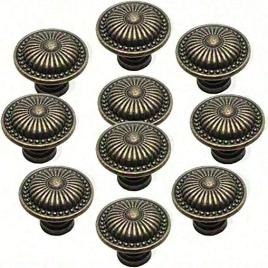 Cabinet Knobs Vintage Dressers Knobs Antique Bronzed Floral Drawer Knobs With 3 Sized Screws For Furniture Cupboard Closet - Bronze - View 1