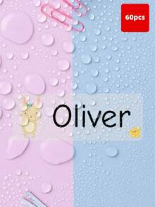 1-240pcs Personalized Name Labels - Transparent Labels, Waterproof & Oilproof Stickers, Custom Text Labels, Cute Pattern Labels, For Back To School, Lunch Boxes, Water Bottles, Backpacks, Gym Bags, School, Kindergarten, Daycare, Camp Essentials