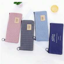 创意清新风格铅笔盒，条纹牛津布收纳袋，文具盒，铅笔袋，化妆包，返校必备