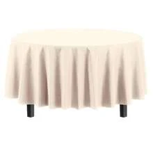 Party Solids 12-Pack Premium Plastic 84-Inch Round Tablecloth, Ivory - Ivory - View 3
