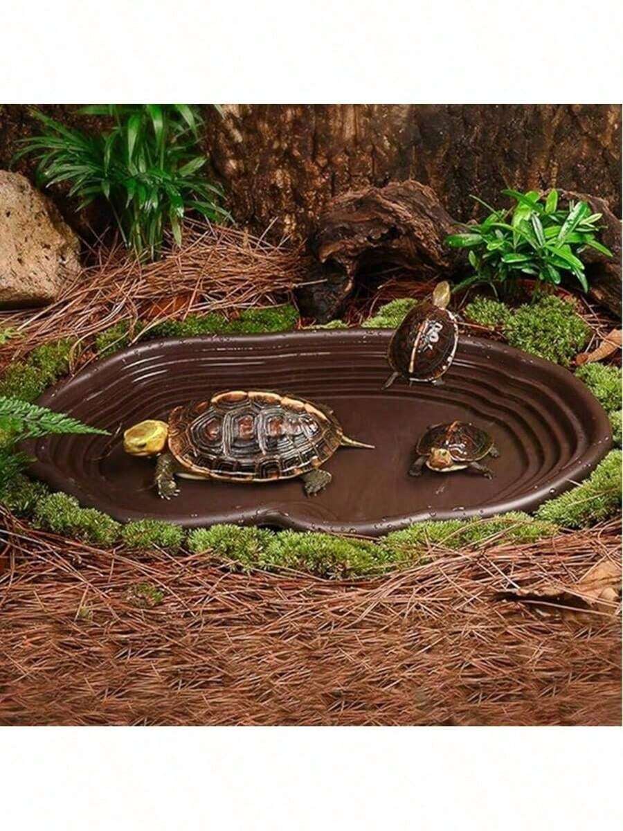 Baño grande para reptiles con accesorios para tortugas y anfibios, adecuado para tortugas, manés, leones, lagartos, ranas, serpientes y escorpiones de palacio (múltiples estilos a elegir). Diseño: Baño para reptiles con forma de río con bordes redondeados suaves y diseño poco profundo que no daña a las tortugas. Adecuado para reptiles, tortugas terrestres, tortugas del desierto ruso - Multicolor - Ver 1