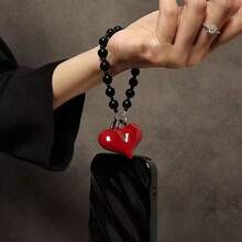 1 pezzo Ciondolo a catena a forma di cuore rosso, braccialetto/cinturino per telefono a forma di cuore rosso, ciondolo a forma di cuore rosso per borsa, catena accessorio delicato con perline fai-da-te, decorazione a forma di cuore per borsa. Una scelta ideale come regalo di San Valentino, regalo di compleanno o decorazione per la casa. - Multicolore - Visualizzare 9