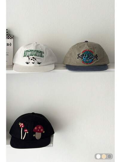 1pc Soft Top Toadstool Dalmatian Embroidered Flat Brim Hat, Cartoon Snapback, New Petite Face Sunshade Baseball Cap, Unisex Vintage Flat Brim Casual Hip Hop Hat, Cute Mushroom Embroidered Flat Brim Baseball Cap, Spring/Summer