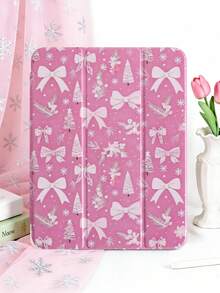 1 件装冬季雪花领结图案平板电脑保护套，适用于 iPad 10 代/11 代/10.2/10.5/Air4/Air5/10.9/Pro 11/Air 11 英寸 (M2)-2024/Pro 11 英寸 (M4)-2024/iPad Air 11 英寸 (M3) 2025/iPad (A16) 11 英寸第 11 代 2025、Mini 6/Mini 7/Air1/Air2/9.7、Tab A8 10.5 英寸 2022，包含笔槽、三折支架、磁吸式睡眠/唤醒功能，简约/创意/独特/趣味/可爱/小众设计 - 彩色 - 查看 2