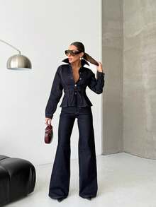 SQUALO Women's Blue Washed, Ripped, And Distressed Effect Jeans Street Style - Navy Blue - View 5