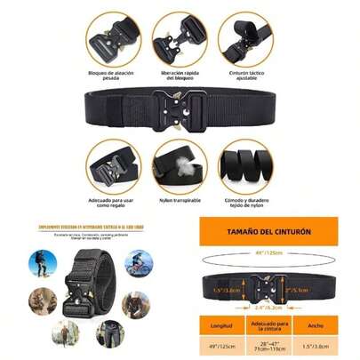 Cinturn tctico para Hombres, cinturones tcticos ajustables, Cinturones Militares para Hombres de Alta Resistencia con Bolsa para cinturn tctico y Gancho tctico El Adecuado para senderismo, viajes, deportes, entrenamiento militar y pesado o aventura de acampar al aire libre