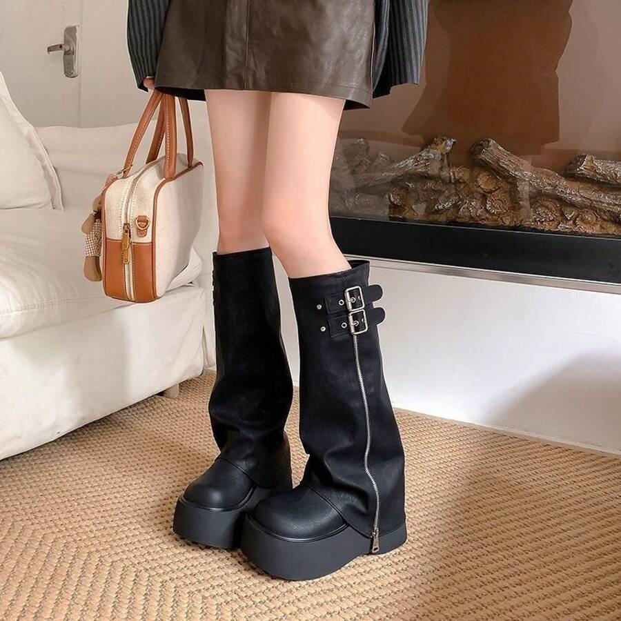 Women Over-The-Knee Boots - Black - View 1
