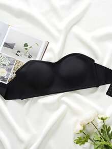 Women's Strapless Strapless Strapless Strapless Bra - Full Cup Lifting Effect, Solid Color Black And White, Comfortable Daily And Special Occasions Bra, Hand Washable, No Padding, Minimalist Design, Suitable For Layering, Suitable For Both Large And Small Breasts, Fashionable And Comfortable Fit, Seamless Strapless Design, No Steel Ring, Smooth Modern Style, Ideal For Casual Or Formal Wear, Women's Bra, Double-Layer Thick Gathering Bra, Women's High-Quality Bra, Gathering Bra, Strapless Bra, Women's Gathering Bra, Strapless Bra, Women's Gathering Bra, Women's Gathering Bra - 黑色 - 查看 8