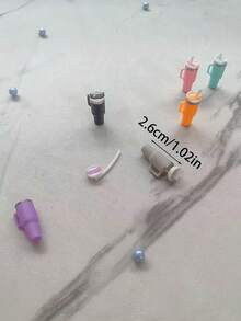 3/5/10个装迷你仿真吸管杯，DIY迷你餐具模型，青少年创意收藏玩具，家居装饰摆件，带可打开杯盖，生日/毕业礼物 - 杯子款 - 查看 4