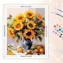 لوحة زيتية رقمية DIY عباد الشمس مقاس 40 * 50 سم للبالغين، بدون إطار، ديكور فني لغرفة المعيشة والنوم، مناسبة للمبتدئين، هدية مفكرة للأعياد والمناسبات، تقدير الفن والتطوير الذاتي - خردل الأصفر - مشاهدة 7