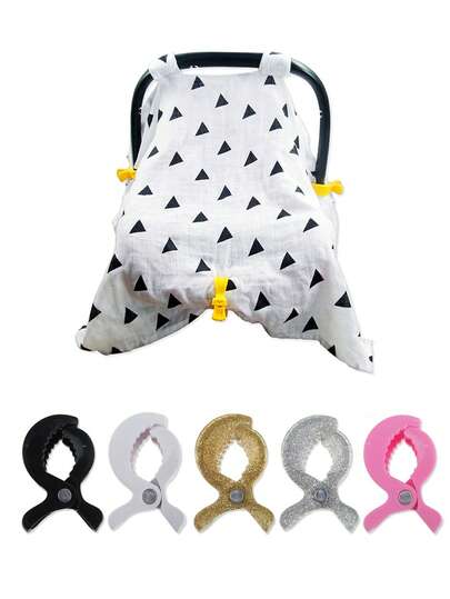 5个随机颜色婴儿推车树形夹，塑料鳄鱼夹，适用于推车