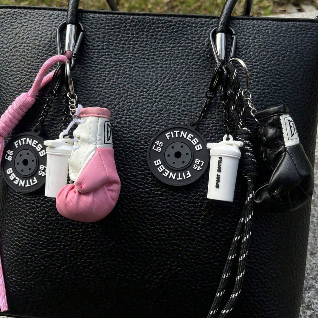 Mini Fitness Set, Includes Workout Barbell And Boxing Gloves, Woven Keychain, Unisex, Detachable, Ideal For Fitness Enthusiasts And Versatile Gift, Suitable For Decorating Backpacks And Keys, Great For Back To School, Teacher's Day, Leisure, Party Entertainment, Home And Valentine's Day Gifts