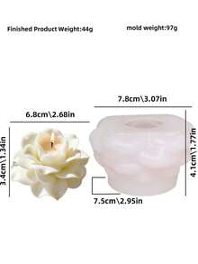 1个浪漫玫瑰造型硅胶蜡烛模具，适用于DIY香料蜡烛、手工皂和石膏工艺品 - 易于脱模，耐热，是情人节家居装饰、烛台装饰、蜡烛制作材料、装饰烛台、花卉设计、耐用工艺材料、蜡烛制作材料、工艺爱好者的理想之选。 - 白色 - 查看 7