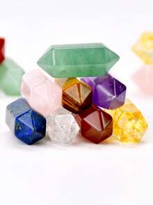 2件装彩色天然石六角柱吊坠DIY首饰制作配件 - 20*9mm 绿东陵玉&粉晶&紫水晶&白石英&红玛瑙&黄水晶&青金石&虎眼石，适合制作手链、项链和耳环 - 彩色 - 查看 2