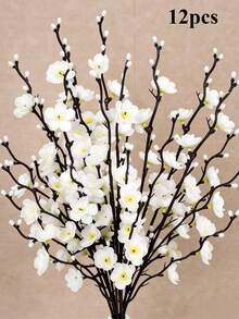 14/12/6pcs Artificial White Plum Blossom, Lifelike Peach Flower, Suitable For Wedding Decoration, Room Decor, Home Decor, Bedroom, Office, Hotel, Garden, Party, Living Room, Valentine's Day, Gift For Mom - Multicolor - View 8