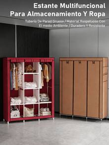 170*130*45cm Grande Estantes de armario, Armario Triple portátil con cubierta de tela, Organizador de ropa independiente grande para dormitorio y Sala Closet Armario Armable Organizador 3 Puertas Entrepaños Base Aluminio Closet Armable Ropero Rack Guardaropa Recamara Organización, Bonito, Práctico Y Resistente. Armario Plegable Organizador de Ropa Estanterías del armario, decoraciones de Halloween, disfraces de Halloween, decoración de otoño, decoración de festivales - Rojo - Ver 3