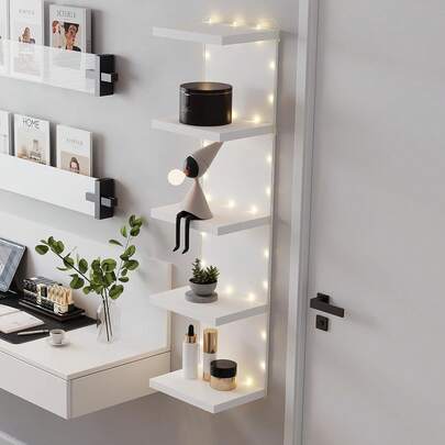 3/5-Tier Floating Wall Shelf Unit For Wall Decor & Makeup Vanity - White Narrow Cute Display Storage Shelf For Small Spaces, Decorative Vanity Shelf Room Decor