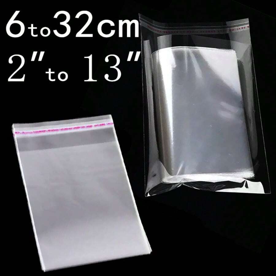 XZV 48/150pcs OPP Transparent Dust-Proof Plastic Cellophane Self-Adhesive Bags, Reusable, Double Layer Thickness 0.065mm/2.559mil, Suitable For Birthday, Anniversary, Wedding, Decoration, Small Accessories, Keychains, Pendants, Cards, Clothing, Transparent Storage Bags, Decoration, Packaging Bags, Jewelry Bags, Storage Box Bags, Perfect For Travel, Storage, Packaging, Shipping, Holidays, Gifts, Garden, Presents