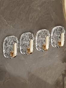 No Drill Self-Adhesive Bathroom Hooks - Modern Wall-Mounted Storage Rack, Glacier Pattern, Durable Plastic Material, No Drilling Required, Ideal For Kitchen And Bathroom. Bathroom Hooks, Kitchen Storage, Modern Design, Easy To Install.