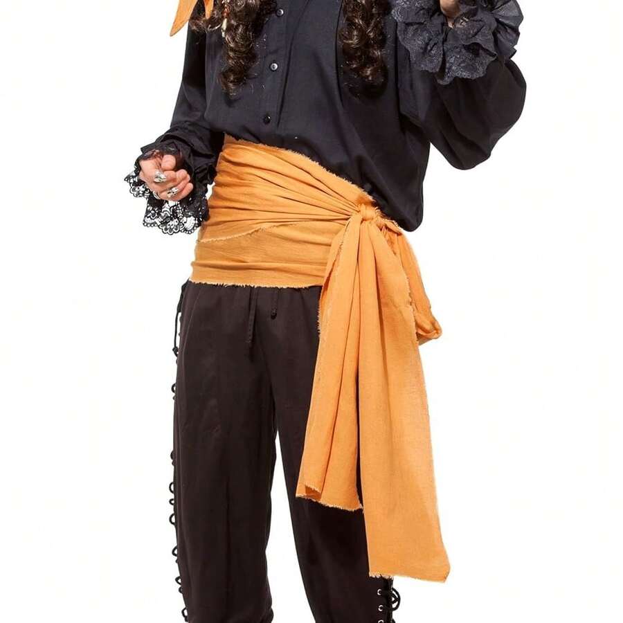 ThePirateDressing Pirate Medieval Renaissance Halloween Costume Large Sash,Orange(LinenFabric - Oranye (Kain Linen) - View 1