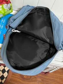 1 Mochila escolar de gran capacidad de nailon para estudiantes, mochila de unicolor simple para estudiantes universitarios, mochila de nailon para damas, mochila de viaje para niñas, bolso de hombro - Azul - Ver 9