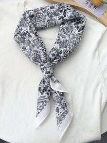 1pc Men's Fashion Classic Paisley & Cashew Flower Pattern 68cm Velvet Square Scarf/Shawl, Suitable For Casual Outings And Matching - A - View 7