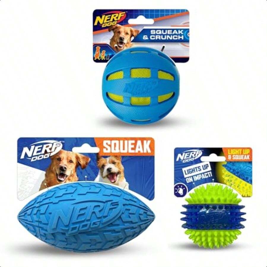 Nerf Dog - Juego de Regalo de Tres Juguetes Bola crujiente Bola LED chirriante y Juego de Regalo de fútbol chirriante - JuegoderegalodebolacrujientebolaLEDchirrianteyftbolchirriante - Ver 1