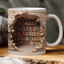 1pc Ceramic Coffee/Tea Mug, Bookshelf Shaped Cup, Drinkware For Winter & Summer, Gift