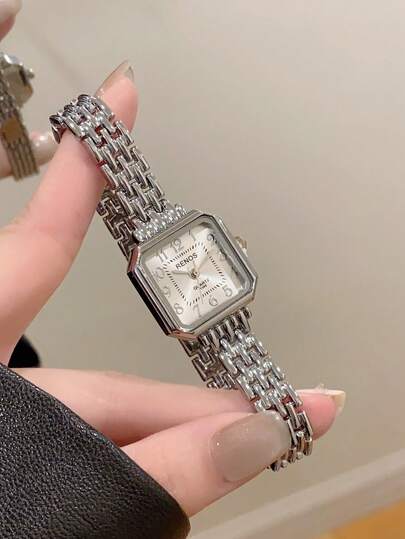 1pc Square Silver Women's Quartz Watch Minimalist Style Fashion Art Suitable For Daily Matching Birthday/Graduation Gifts Party