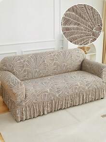 1pc Bohemian Style Printed Stretch Sofa Cover - Brown - View 1