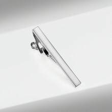1pc Shiny Silver Tone Copper Alloy Tie Clip, Elegant For Business Occasions - Silver - View 5