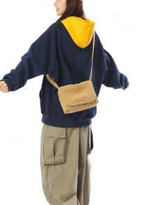 休闲简约帆布小方包，轻便可折叠，韩版时尚斜挎包，复古翻盖迷你邮差包，适合学生、日常使用、购物，可装智能手机，多功能斜挎包 - 彩色 - 查看 9