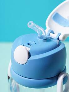 1个600毫升兔耳朵造型水杯，儿童学习吸管杯，学生兔子杯，可爱卡通瓶盖水杯，带挂绳 - 彩色 - 查看 8