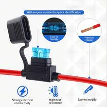 CKGO 61 st. standard bladsäkringssats, inkluderar 55 st. standardsäkringar för bilar (2A/3A/5A/7,5A/10A/15A/20A/25A/30A/35A/40A) + 6 st. uppgraderade 12 AWG inline-säkringshållare, lämplig för 12 AWG-säkringar, standardsäkringar för bilar och inline-säkringshållare för båtar/bilar. - Bas + Säkring - Visa 2