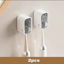 Soporte para cepillo de dientes de baño [Diseño innovador de ranura única] Soporte para cepillo de dientes montado en la pared con tapa, adecuado para el cuarto de baño, almacenamiento y organización de un solo cepillo de dientes, adecuado para el hogar y los viajes - gris translúcido - Ver 10