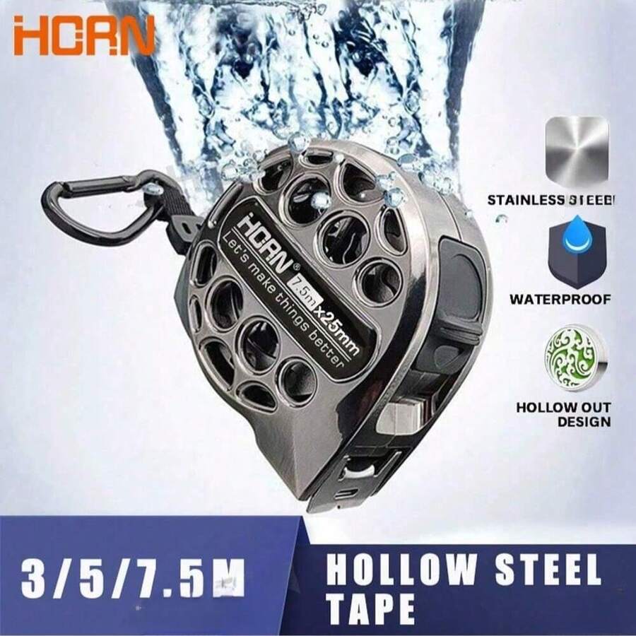 1pc Retractable Ruler, Stainless Steel Material, Single-Sided Scale, Waterproof Portable, Hollow Design, Suitable For Home, Agriculture, Industry, Woodworking And Other Uses. Ruler. Industrial Ruler.