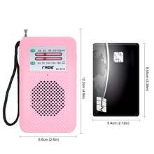 Portable AM FM Radio Speaker, Battery-Powered Handheld Radio With Manual Tuner, Headphone Jack, Integrated Speaker, Adjustable Antenna, Durable Design & Wrist Strap - Pink - View 11