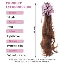 Extensión de coleta de satén morado con cordón - Pieza de cabello trenzado rizado largo, accesorio de cabello sintético realista para aumentar el volumen - Multicolor - Ver 3