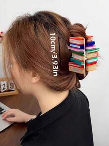1 chiếc kẹp tóc acrylic hình cuốn sách cổ tích phối màu kẹo ngọt, dài 10cm/3.93in, thời trang, thanh lịch, đa năng dành cho nữ, phù hợp cho sử dụng hàng ngày, thường ngày, dự tiệc, đi làm, du lịch, buộc tóc đuôi ngựa, búi tóc, rửa mặt, trang điểm, phụ kiện trang phục mùa thu, kẹp tóc mùa thu, kẹp cài tóc cho tóc mùa đông, mùa hè, đi biển - Nhiều màu - Xem 2