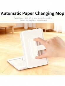 Sistema de trapeador automático de manos libres de alta resistencia con 4 almohadillas de repuesto y función de cambio de un solo clic - Hecho de material ABS/Máquina de limpieza montada en la pared, adecuada para pisos, ventanas, cocina, baño, compatible con paños de limpieza estándar - Multicolor - Ver 8