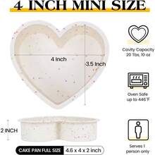 3 Pcs Silicone Heart Shaped Cake Pans 10 Inch 8 Inch 6 Inch Small Large Heart Cake Pan Set Nonstick Silicone Heart Molds Baking Red - Cream + 4 Inch - View 3