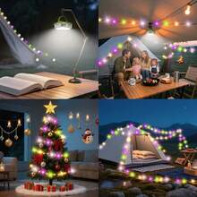 8m Fairy Lantern - RGB Camping Lights String, Portable Garden Lighting, With 3 Modes (Flashing/Slow Flashing/Steady) For White Light And String Lights, IP44 Waterproof, Suitable For Yard, Garden, Camping Tent Decor, Room Decor, Christmas Decor, Also An Ideal Gift - RGB Light - View 12