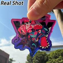 Haz-Bin/Hotel Keychain, 3vees Keychain, Stained Glass Craft Keychain, Creative Keychain, Shaker Keychain, Anime/Cartoon Keychain, Bag Charm, Car Pendant, Birthday Gift, Party Favor, Christmas Gift - Multicolor - View 4