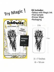 1套“暗黑螺旋”技术纹身贴纸，半永久纹身，临时纹身，持久耐用，防水，逼真纹身效果，植物基D215 - 黑色 - 查看 3